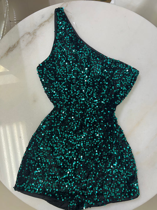 Sandy Sequin Green Romper