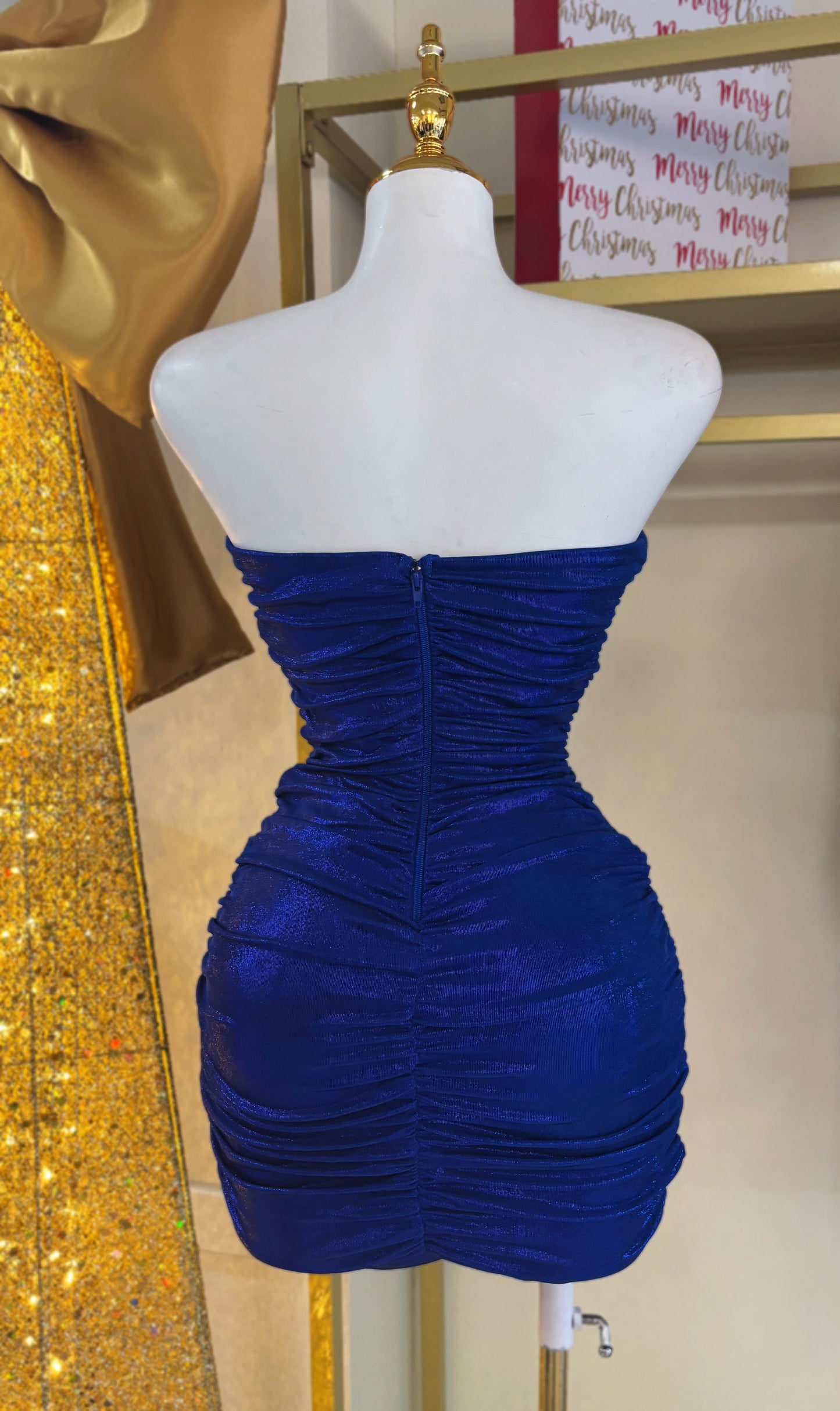 Bianca Metallic Blue Dress