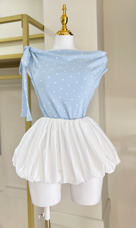 Alana Polka Dots Blouse (Blue)