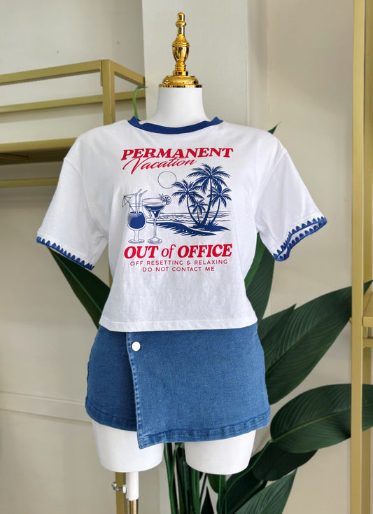 Fabianna Graphic Tee (White/Navy)