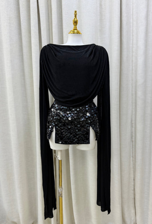 Noir Drape Bodysuit (Black)