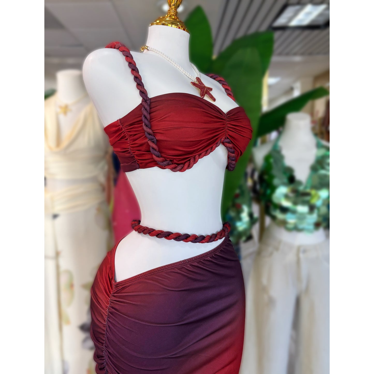 Red Blossom Skirt Set