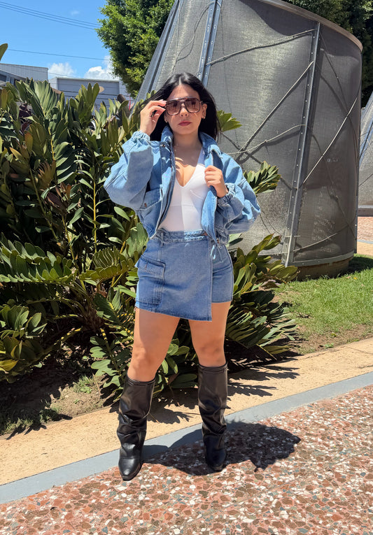 Rebecca Denim Skort (Mid Blue)
