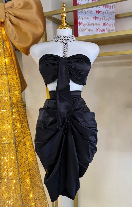 Zahira Diamonds Neck Skirt Set