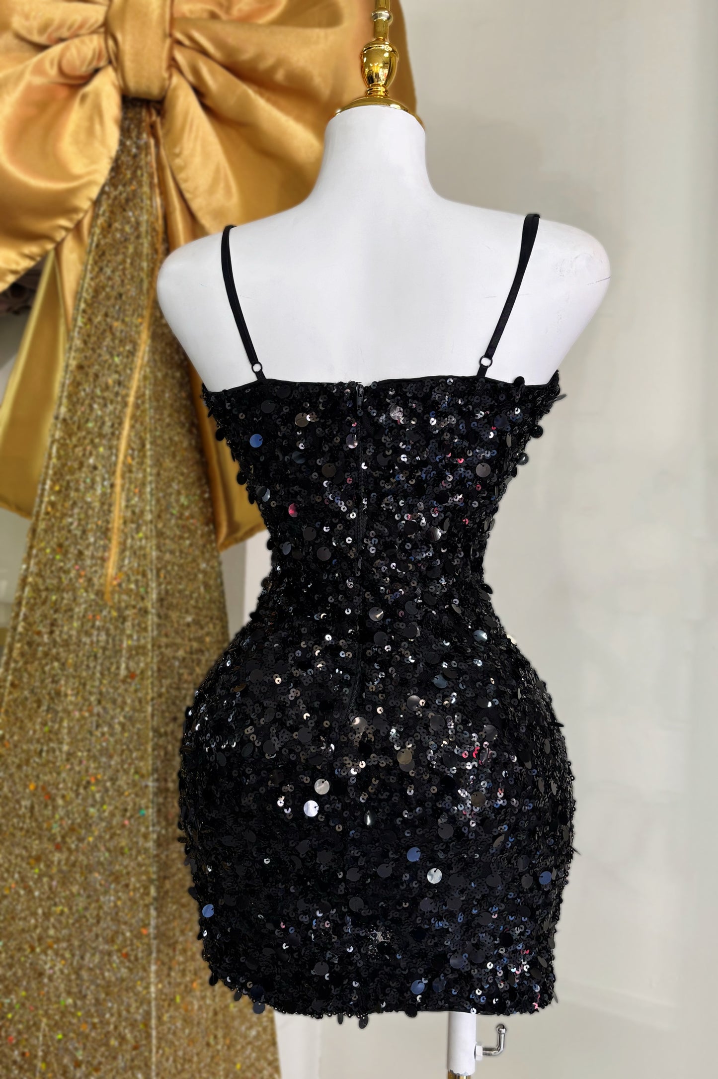 Elena Sequin Short Dress (Black)