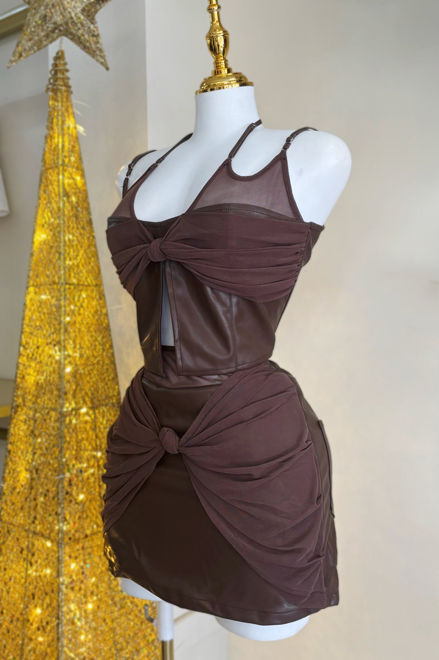 Elena Leather Skirt Set