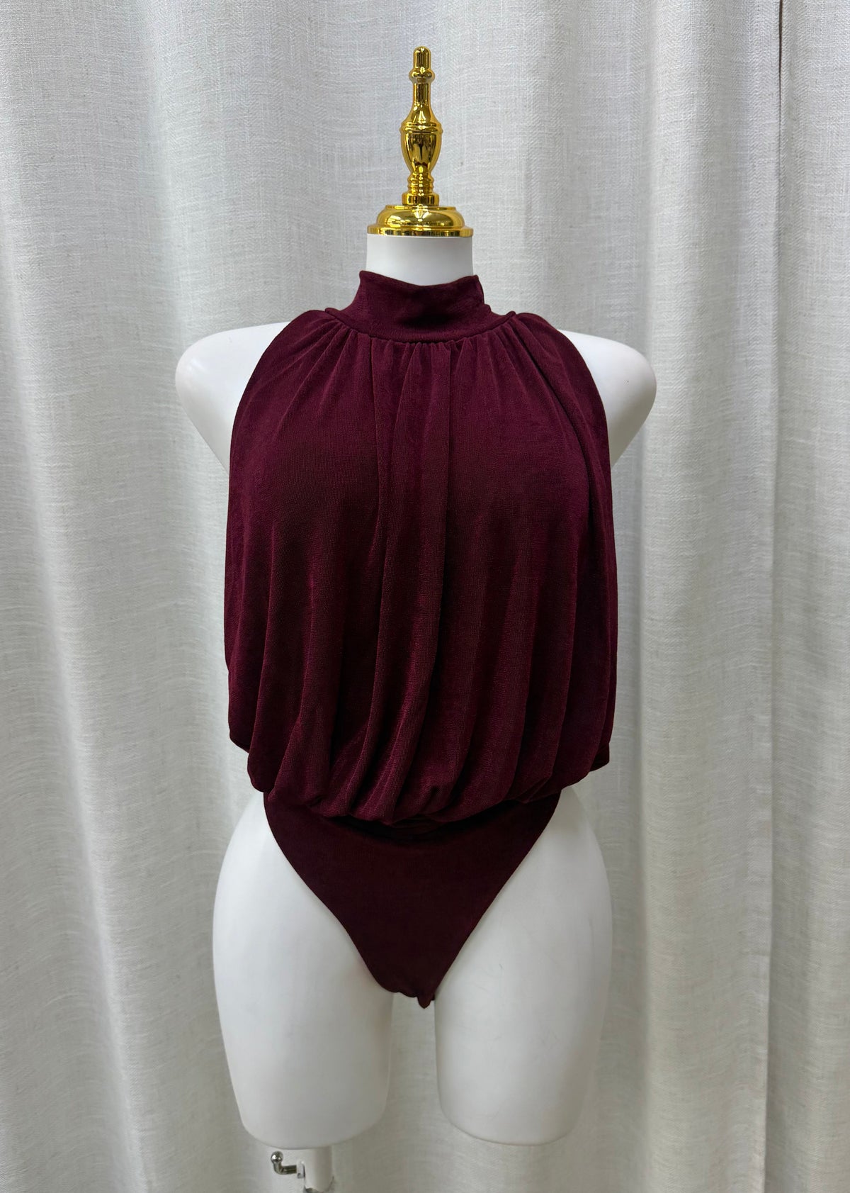 Sophia Draped Bodysuit (Burgundy)