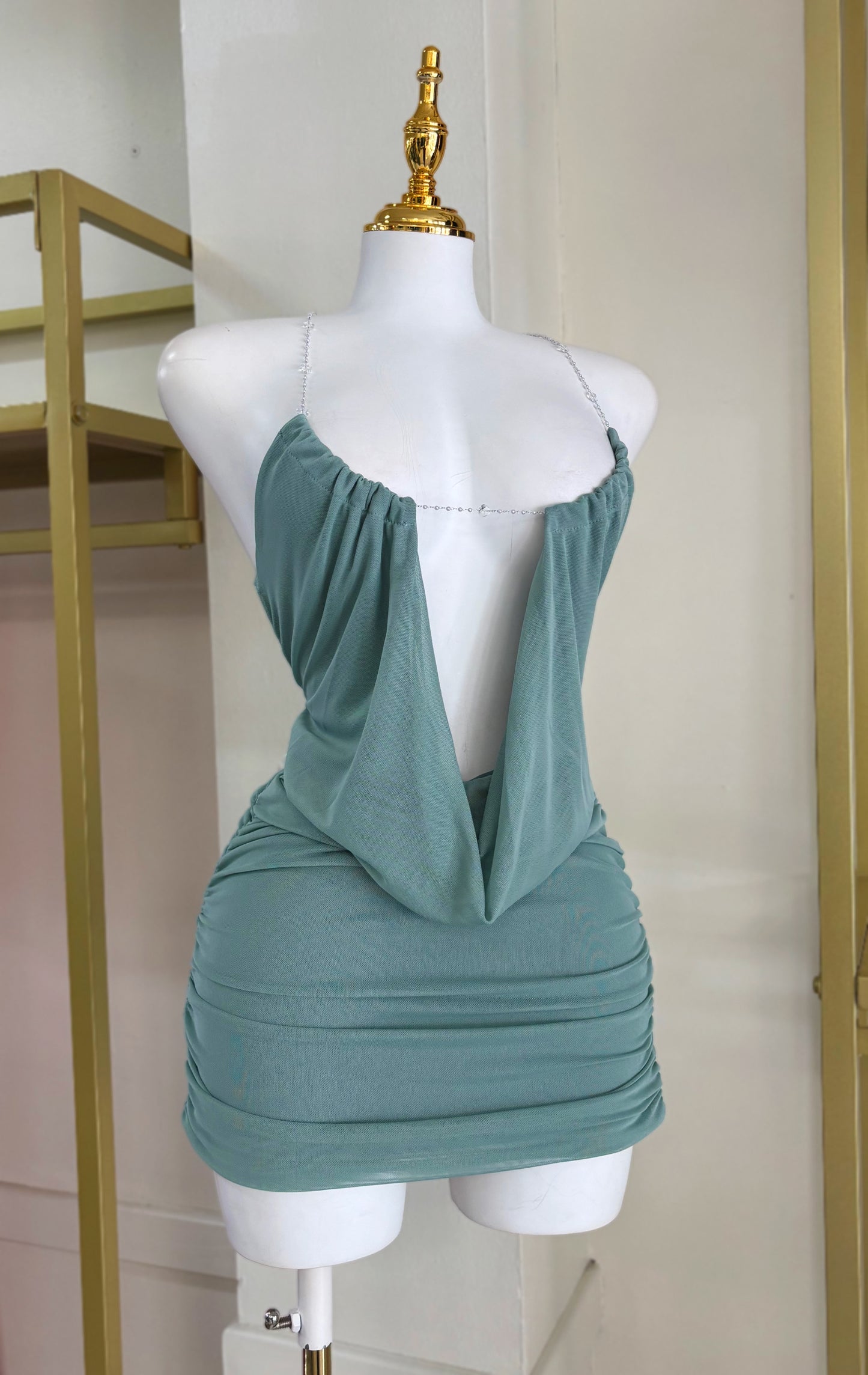 Asia Chain Detail Dress (Sage)