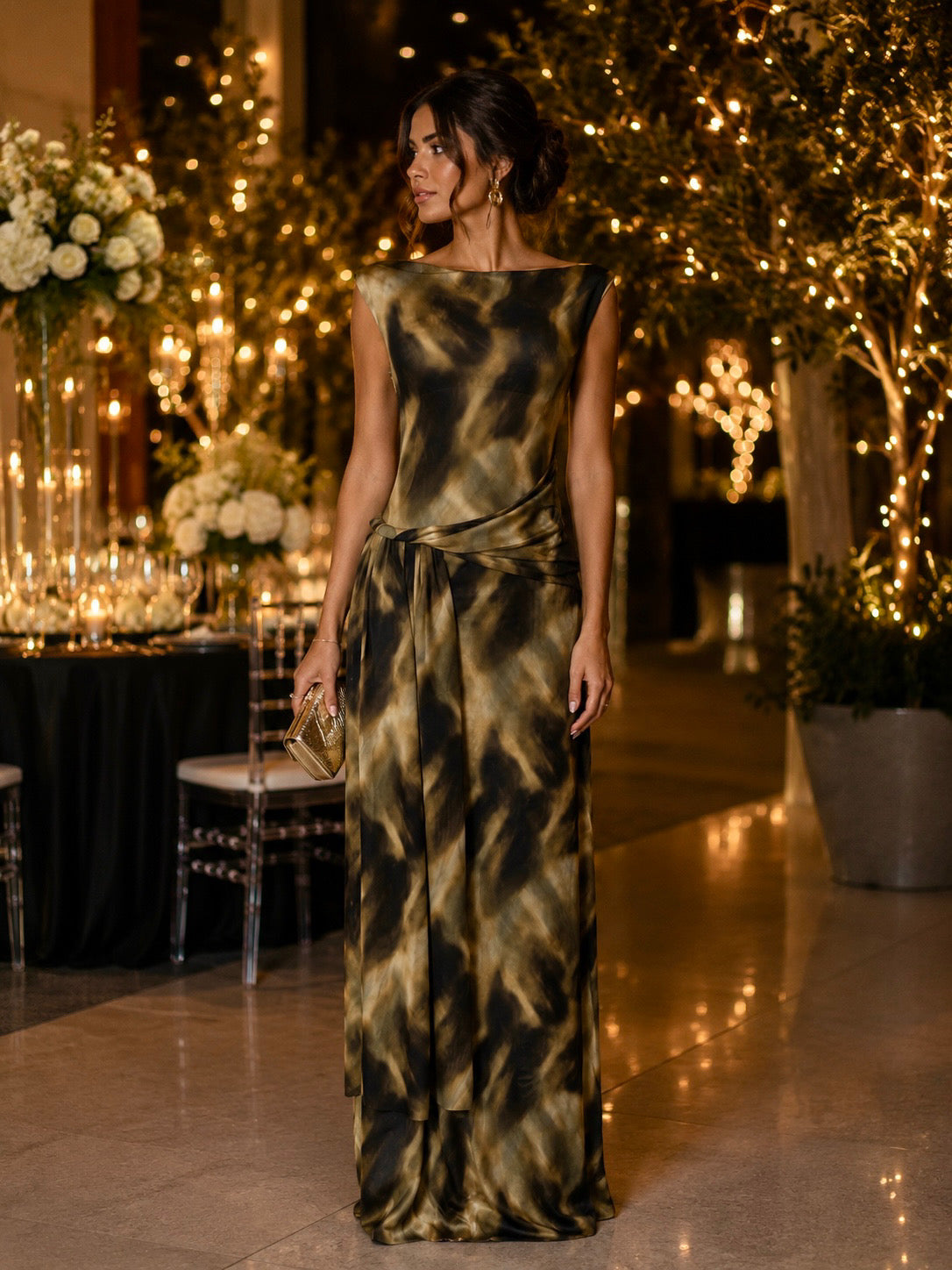 Elisa Maxi Dress (Olive/Yellow)