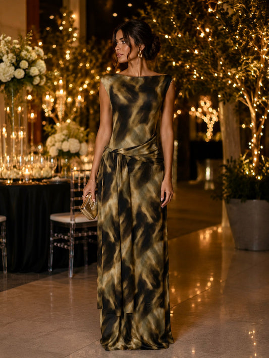 Elisa Maxi Dress (Olive/Yellow)