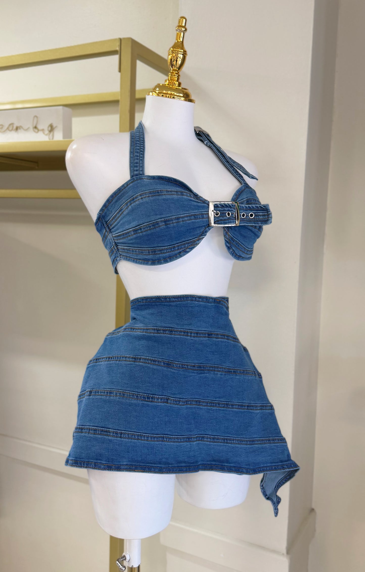 Kamilah Denim Skirt Set