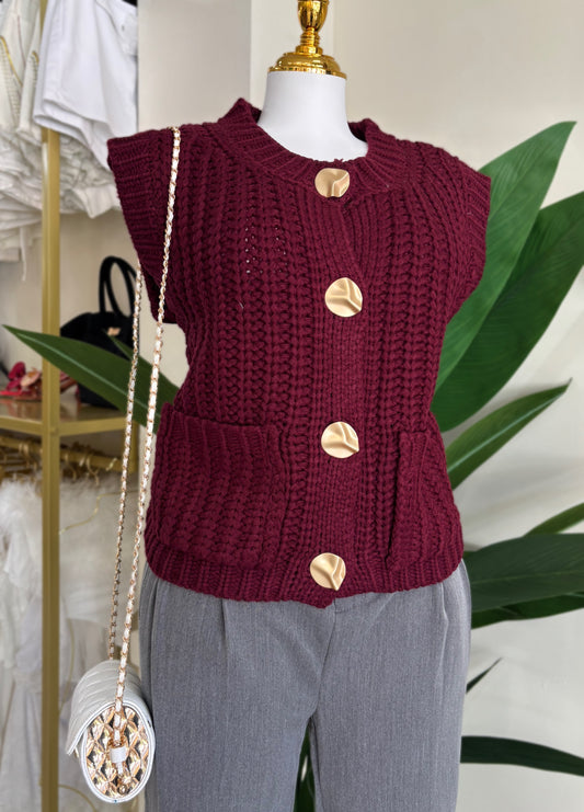 Cecilia Burgundy Sweater Vest