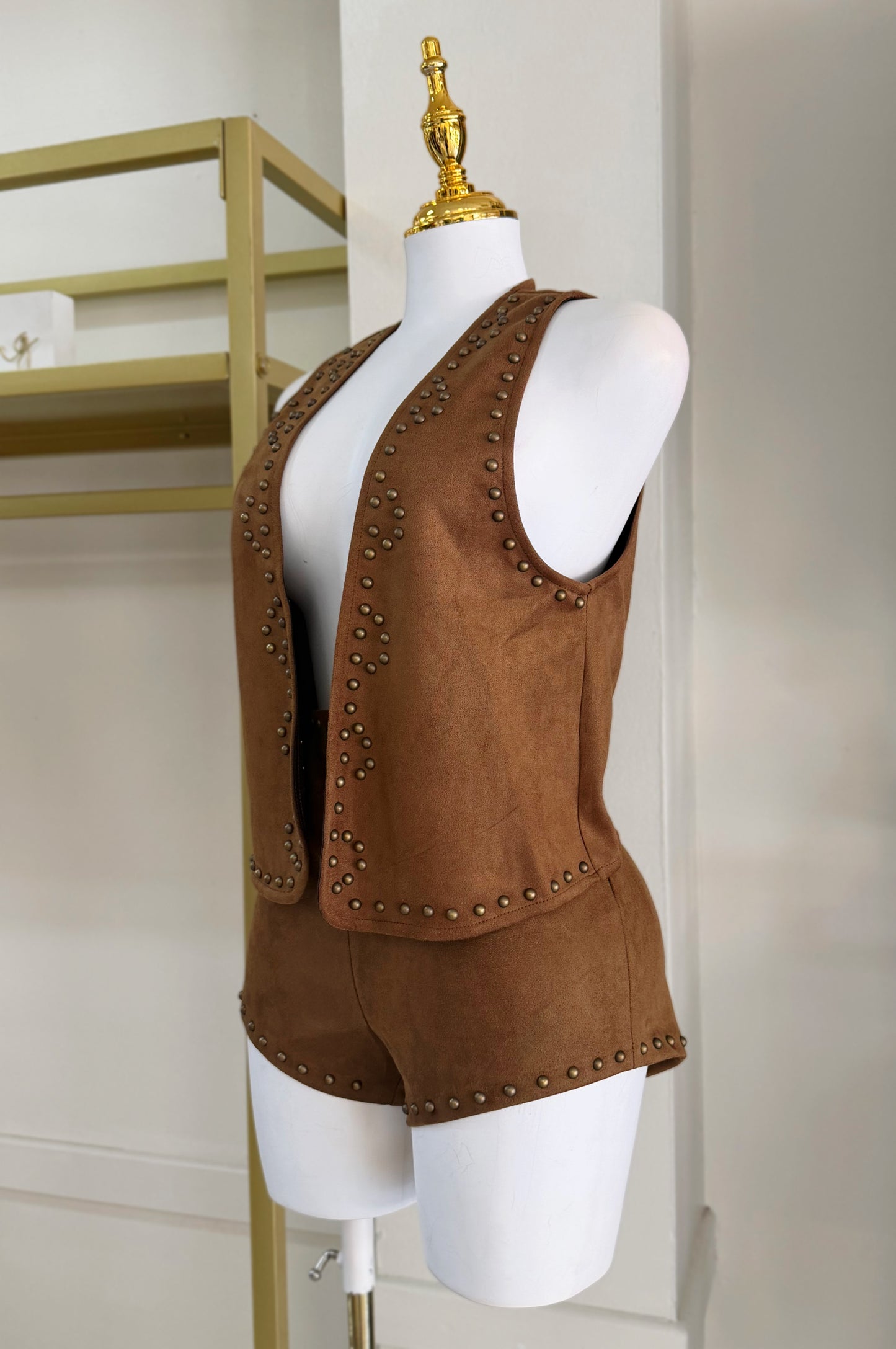 Emma Suede Short Set (Brown)