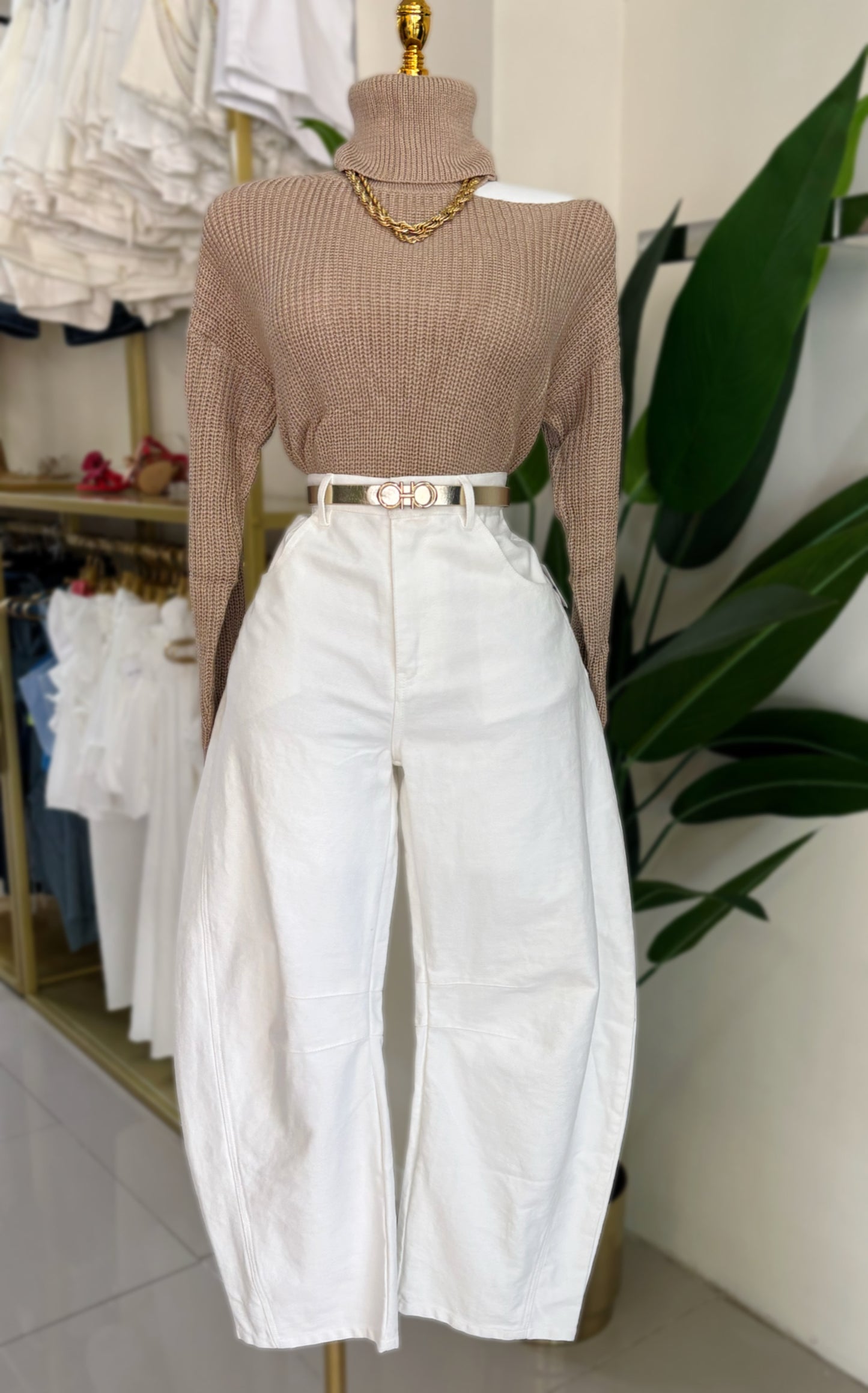 Amira Barel Jeans (Blanco/Negro/Crema)