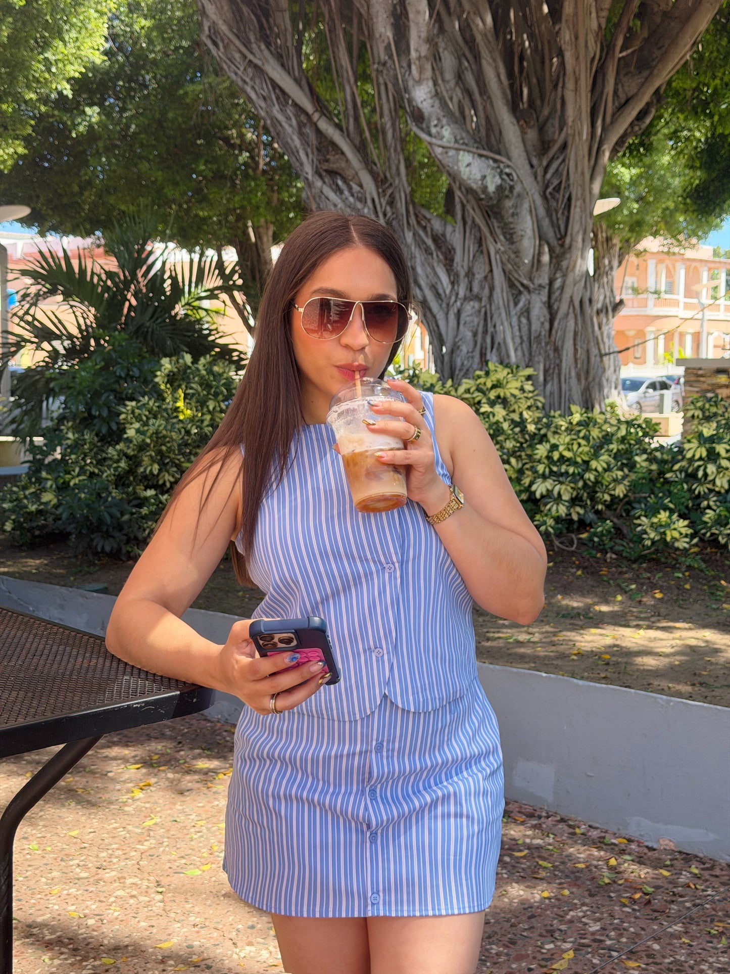 Aleida Stripe Skort Set