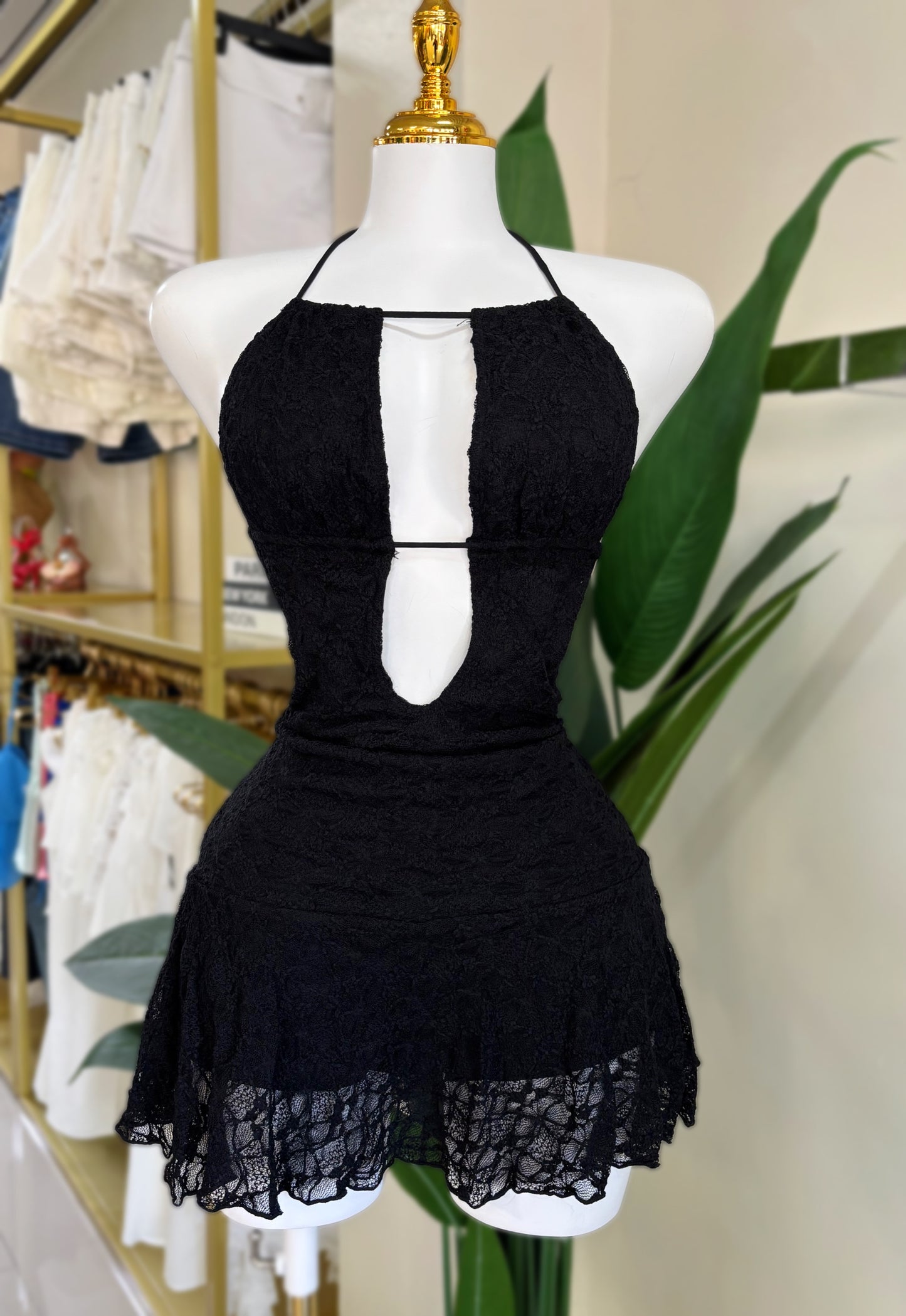 Rosalía Lace Dress (Brown/Burgundy/Black) *Tiene pantalón*