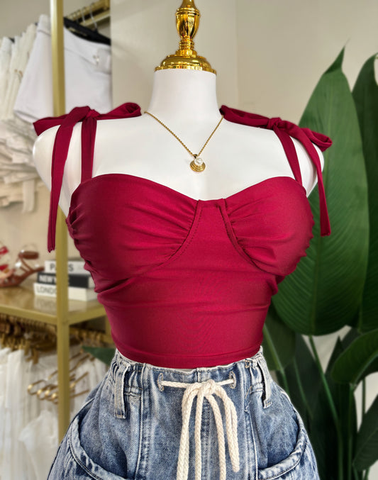 Naiomi Crop Top (Burgundy/Navy)