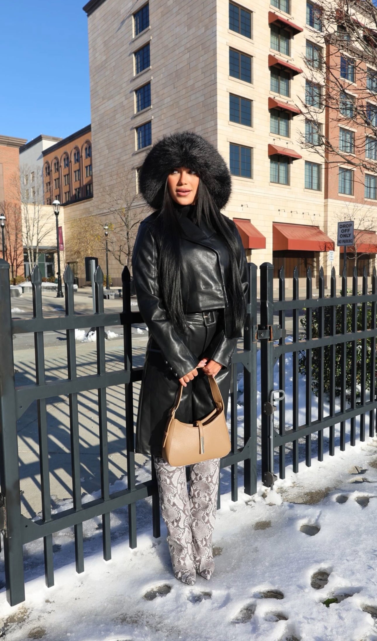 Natalia Black Leather Coat