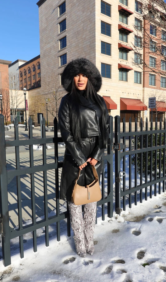 Natalia Black Leather Coat