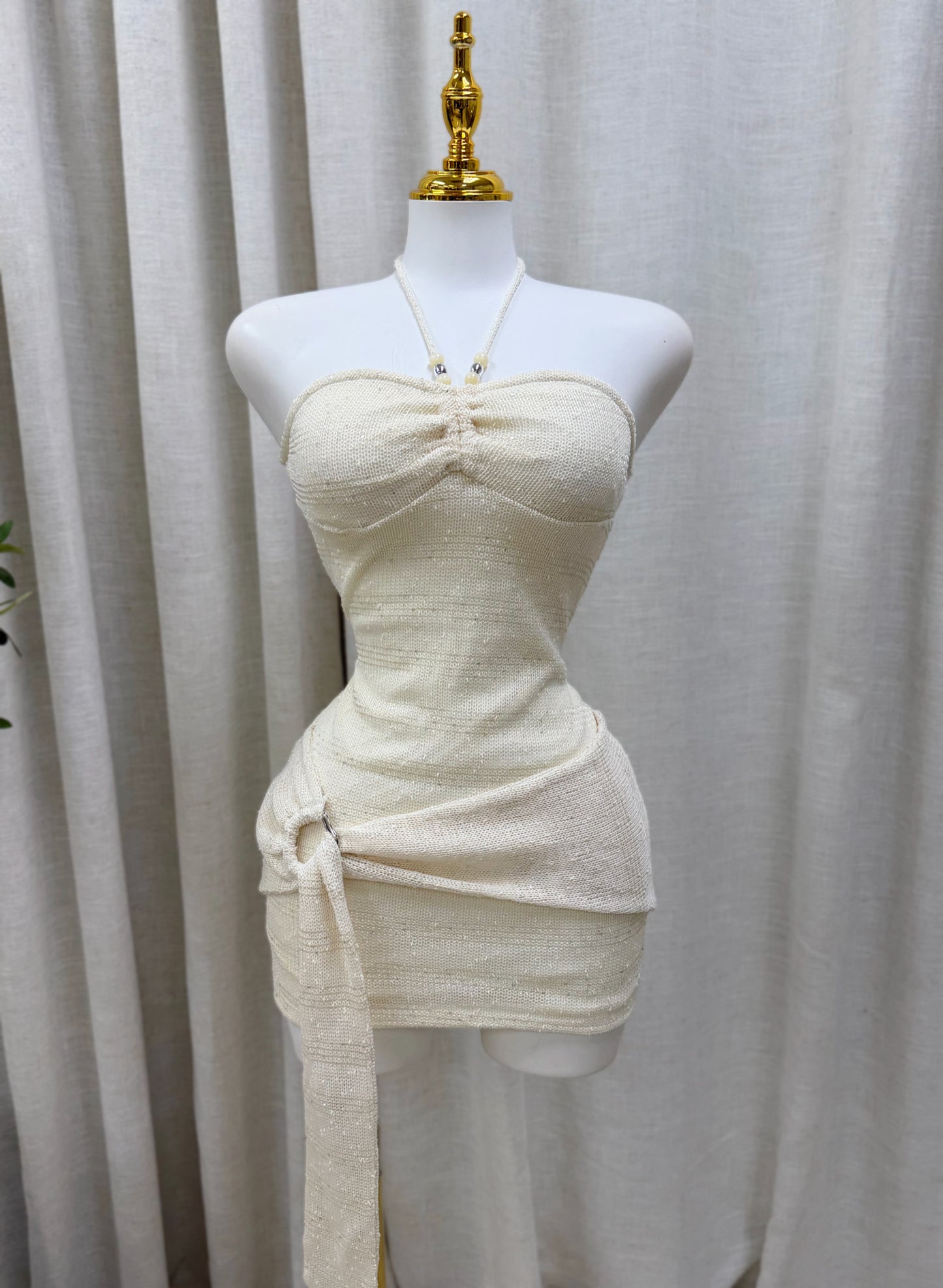Grecia Beads Halter Dress
