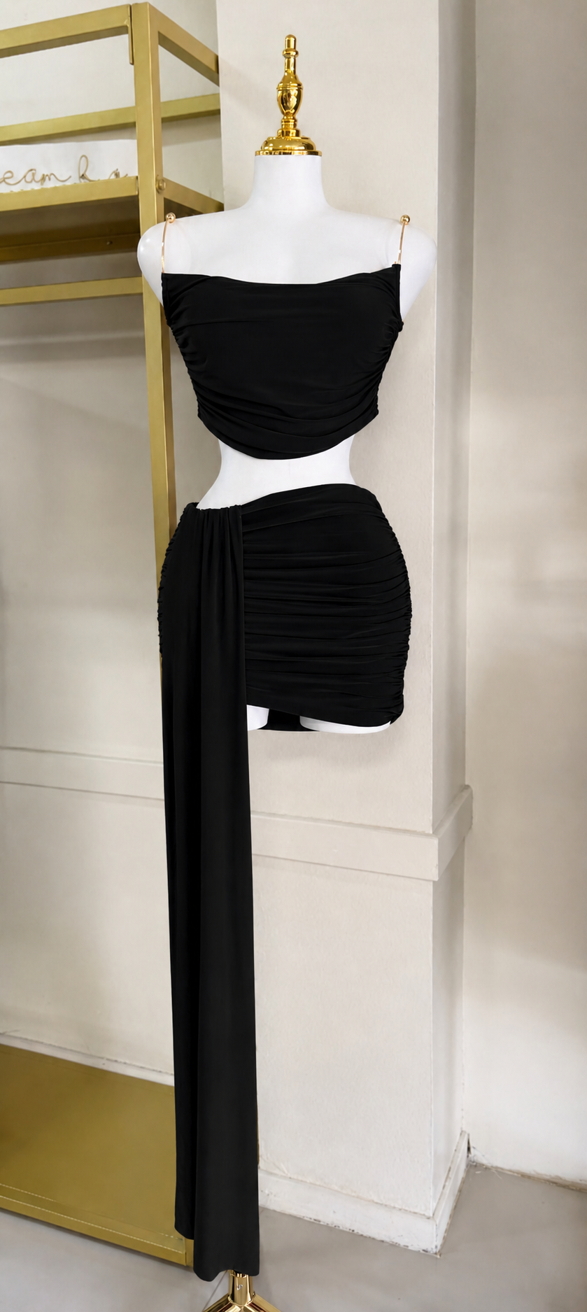 Zhamira Gold Detail Skirt Set (Black)