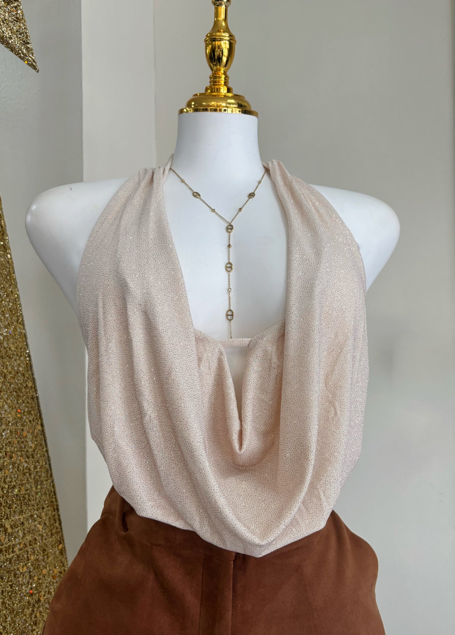 Paulina Glitter Top (Crema)