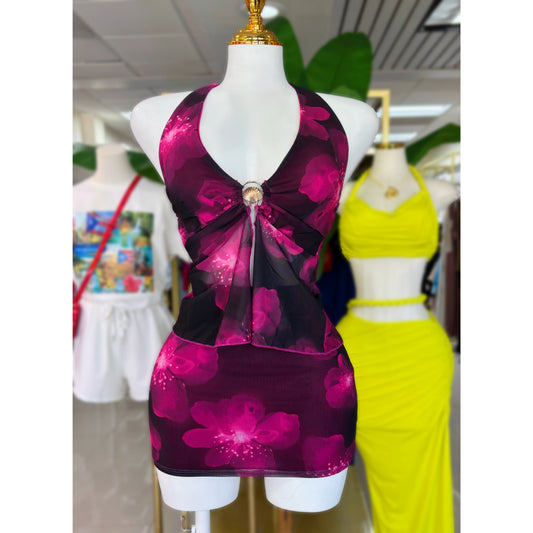 Isabella Neon Flowers Set (Azul/Rosa)