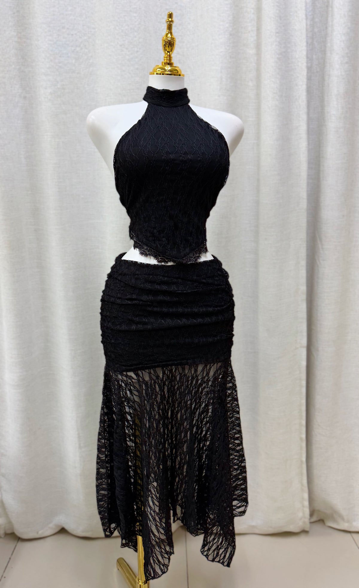 Zully Lace Skirt Set (Black)
