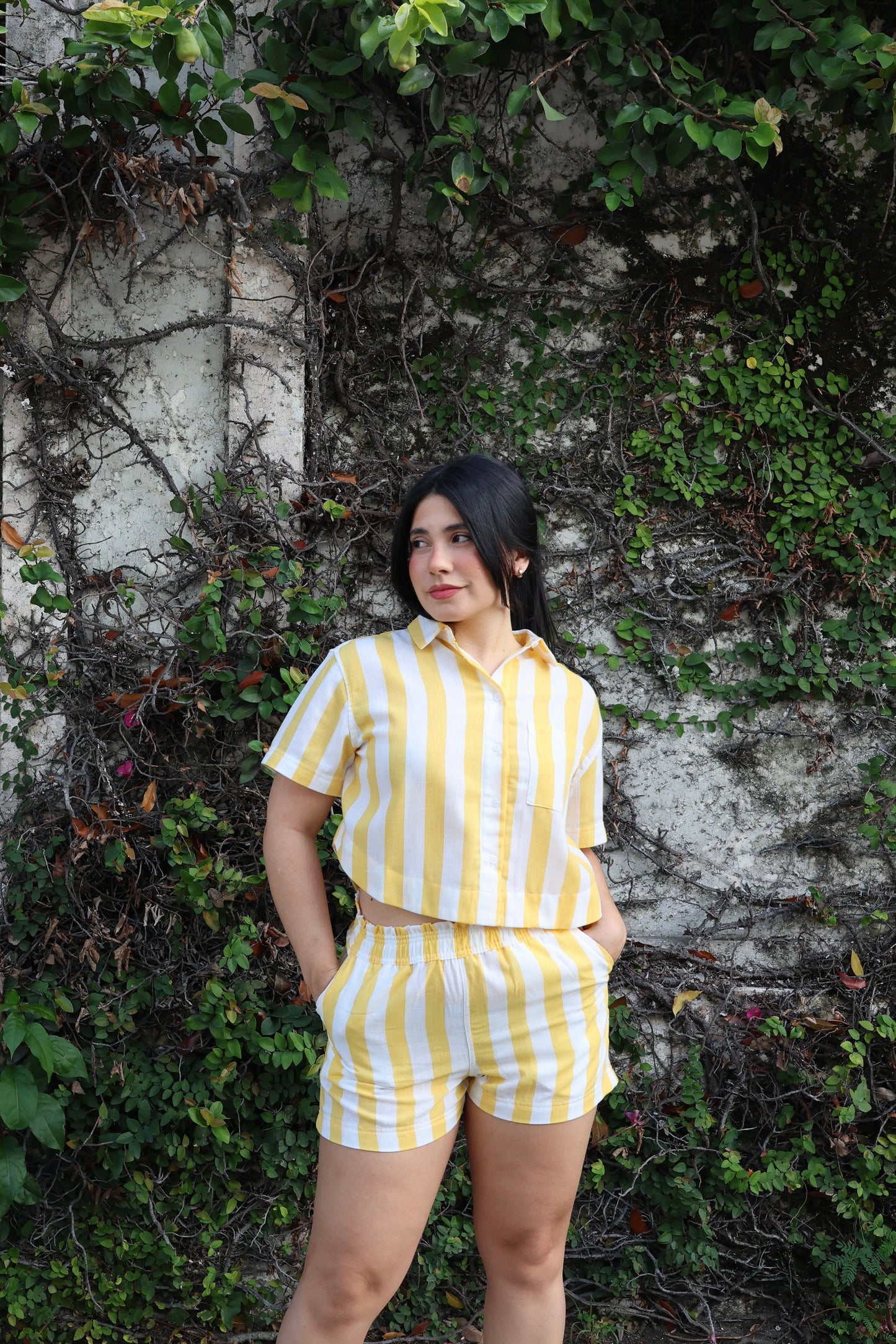 Tatiana Stripe Short Set (Yellow)