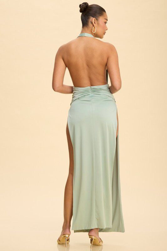 Valeria Halter Dress (Sage)