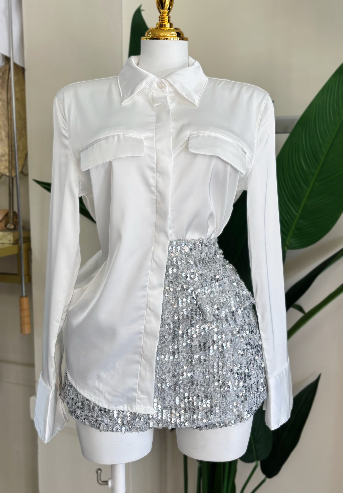 Paola Satin White Blouse