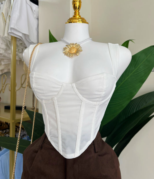 Britney White Corset (Corre pequeño)
