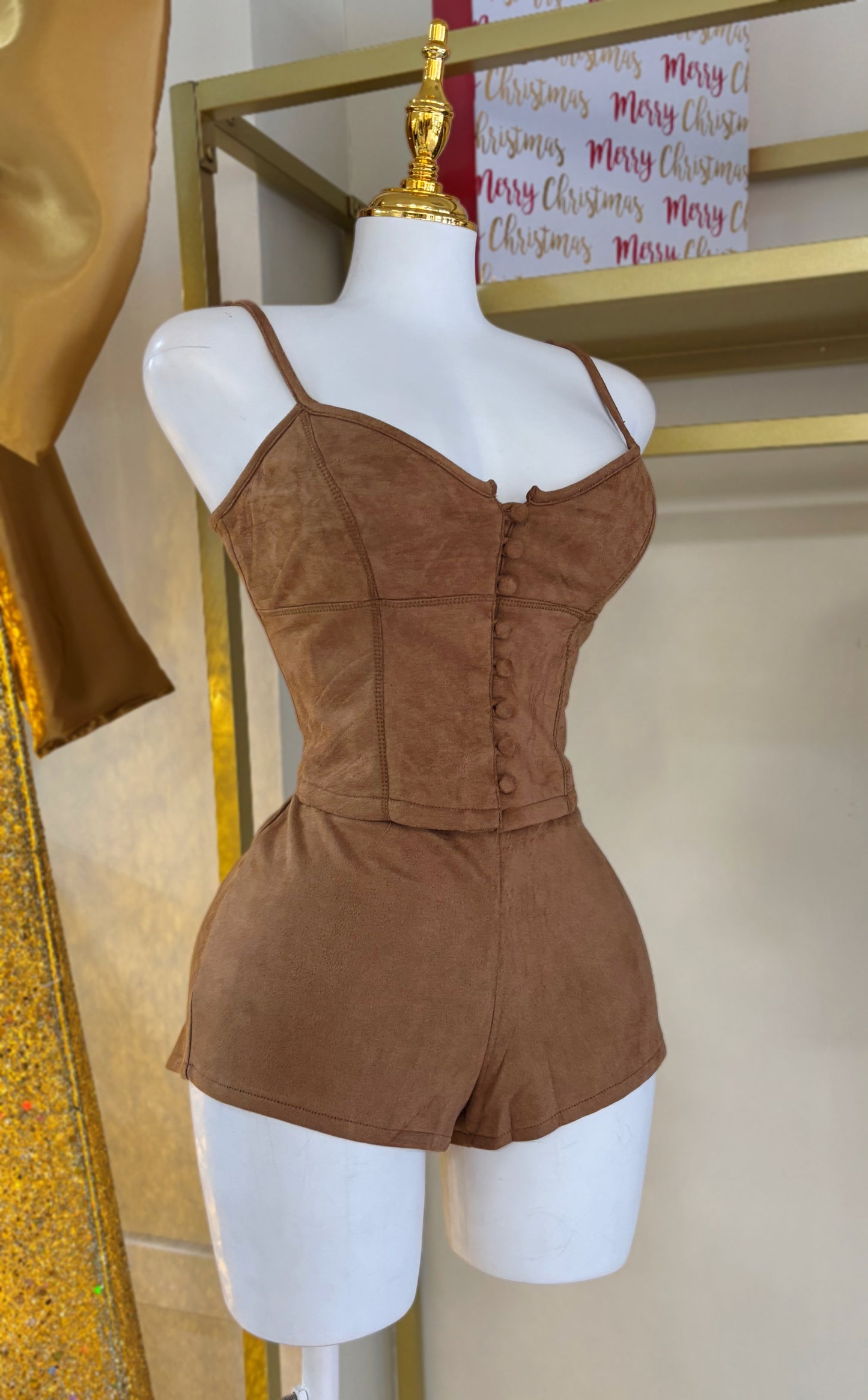Alana Suede Short Set (Camel)