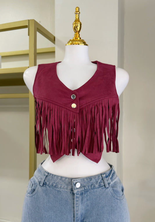 Carlotta Fringe Crop Vest