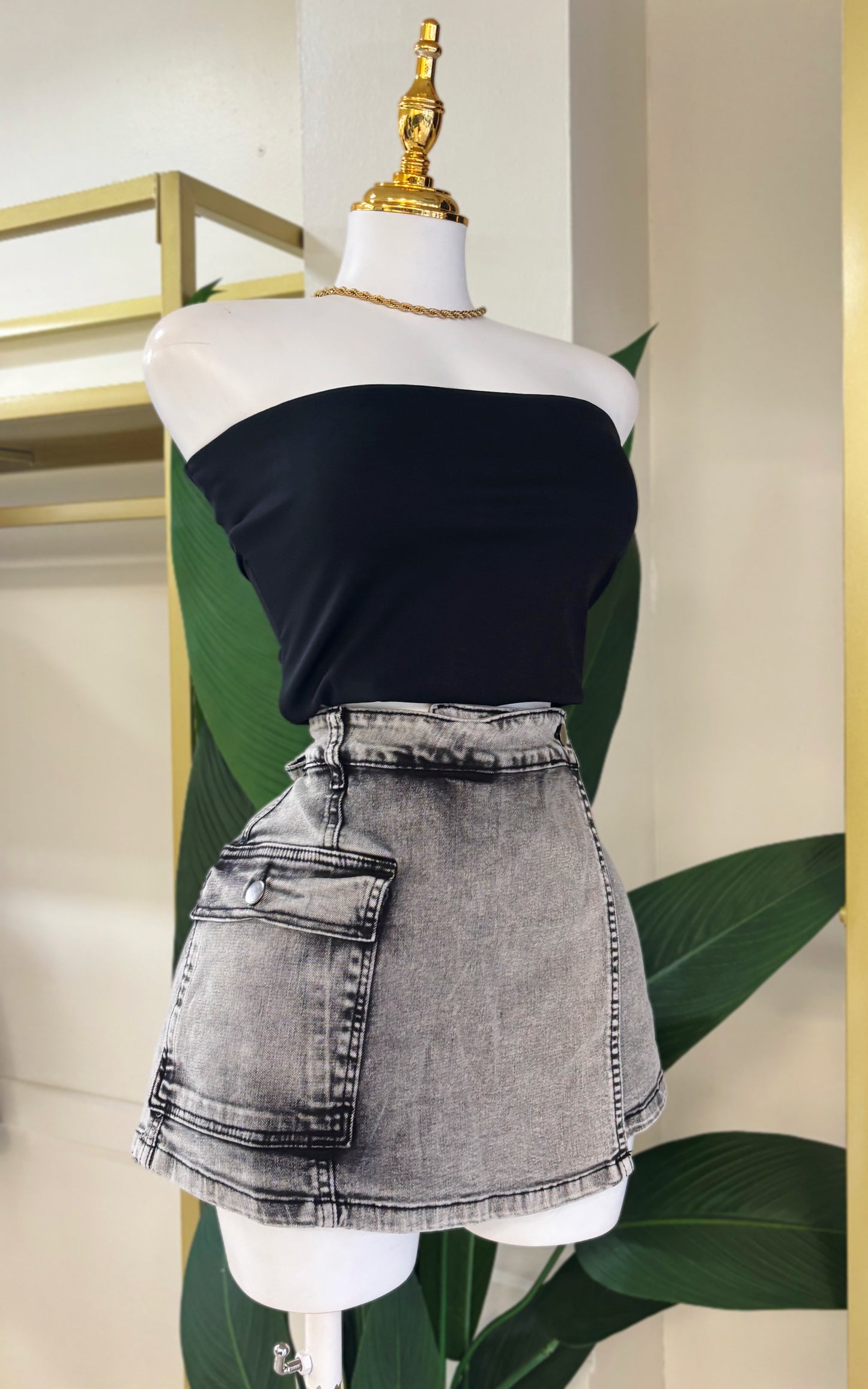 Tanya Denim Skort (Black Wash)