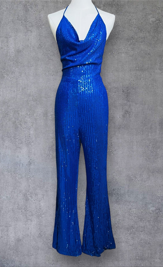 Blue Sequin Jumpsuit (M•L)
