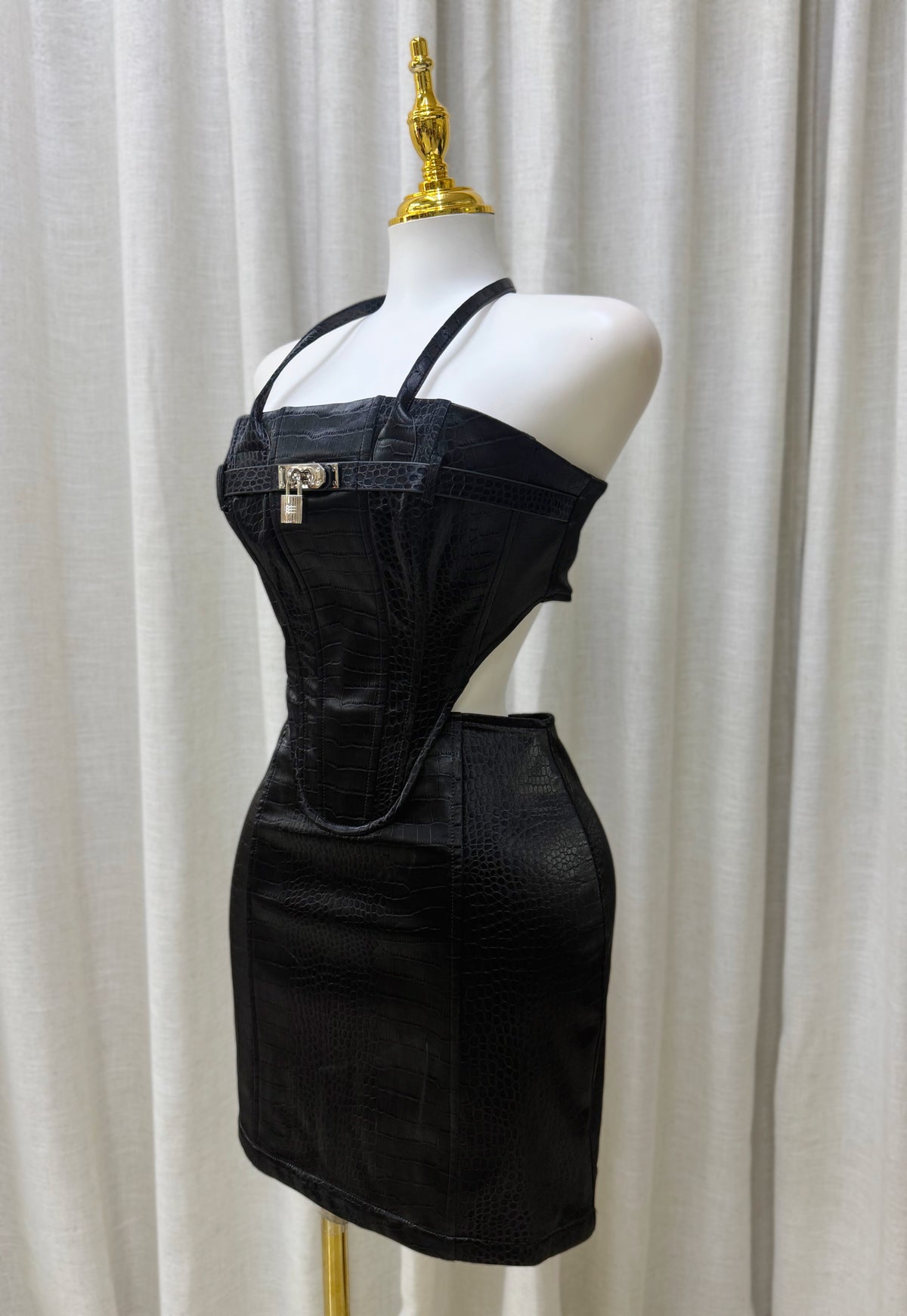 Zahara Croc Dress (Black)