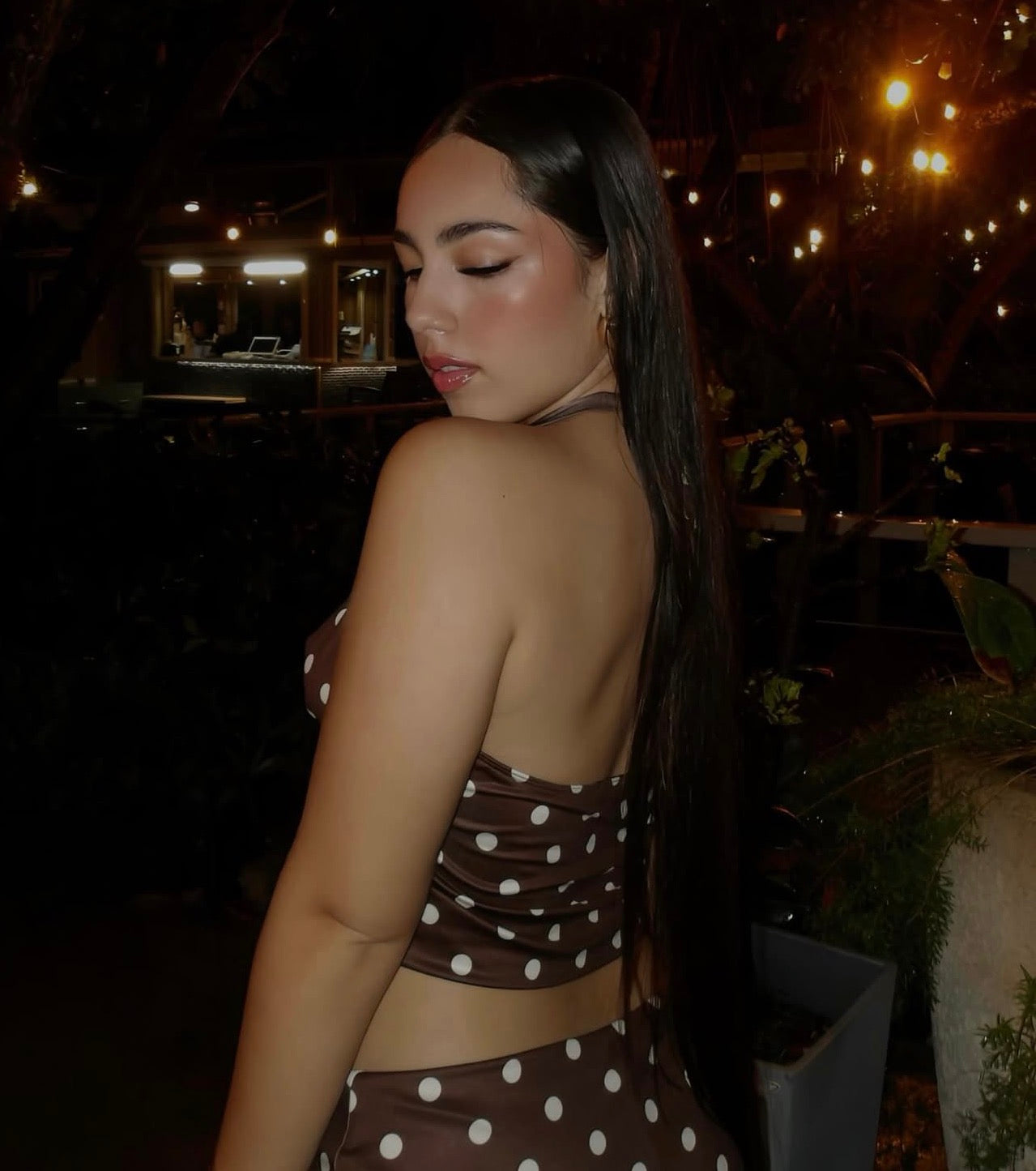 Alejandra Brown Polka Skirt Set (Corre pequeño)