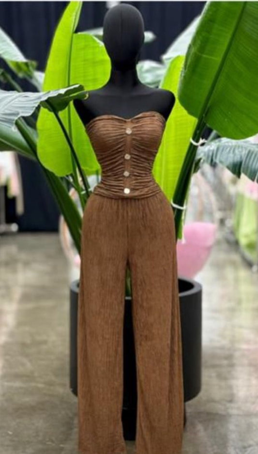 Carolina Pant Set (Marrón) Tiene mucho spandex