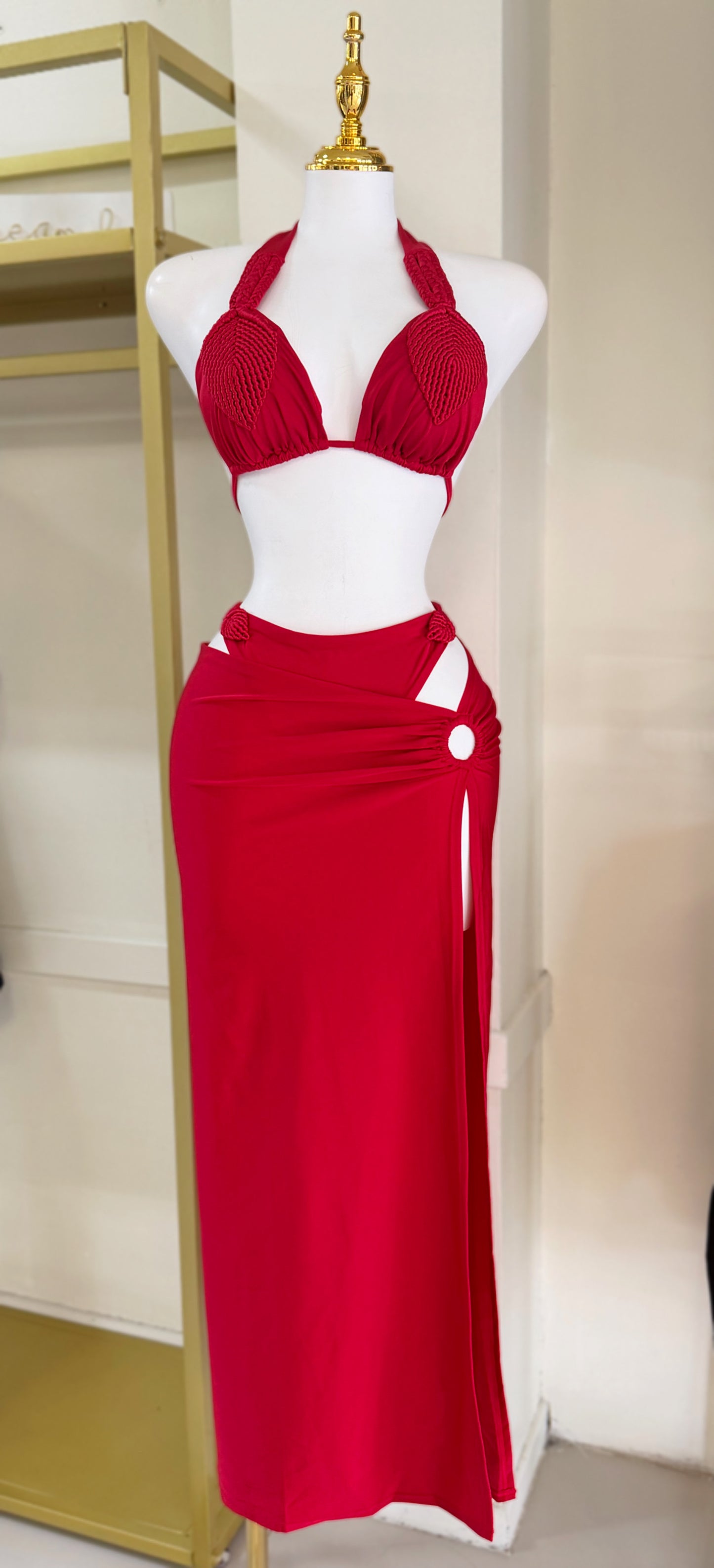 Fiji 3 Pieces Swimwear (Rojo/Negro/Crema/Teal)