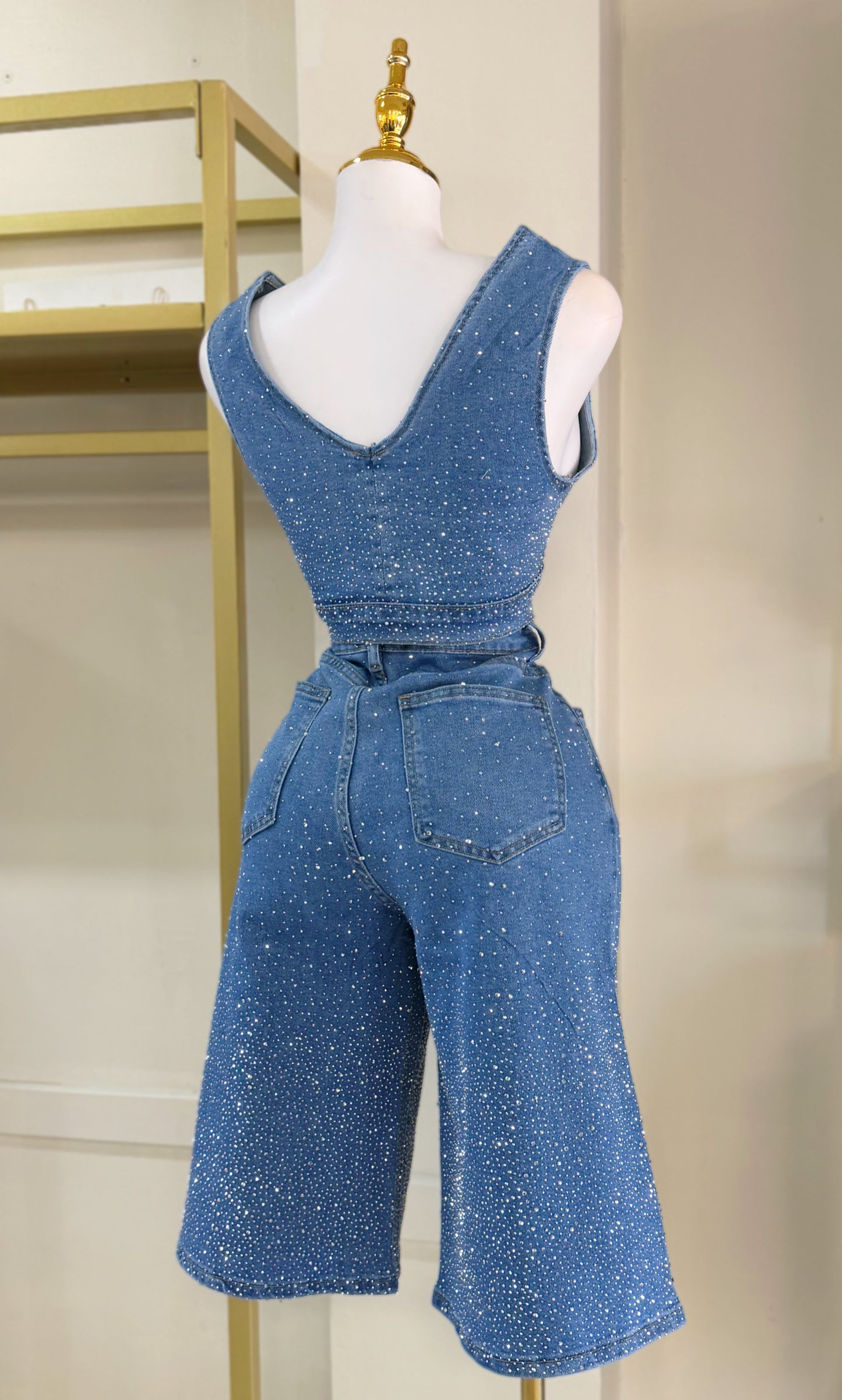 Amira Rhinestone Denim Set