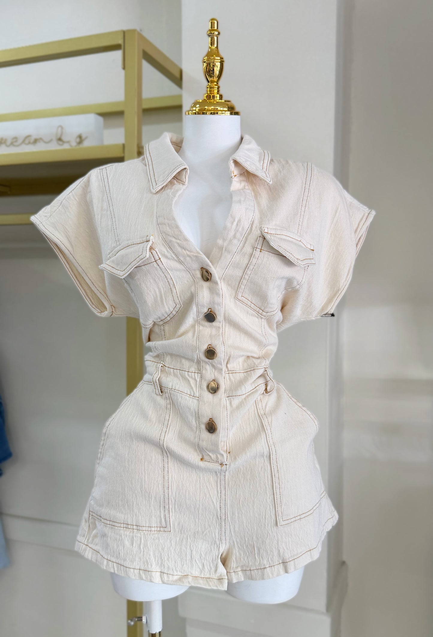 Kamala Beige Romper (Stretch)