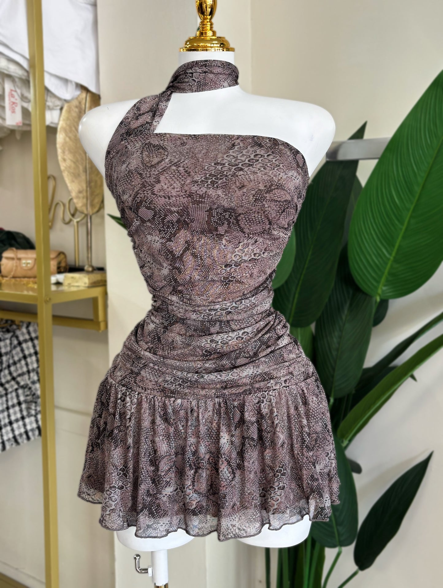 Amanda Snake Mini Dress