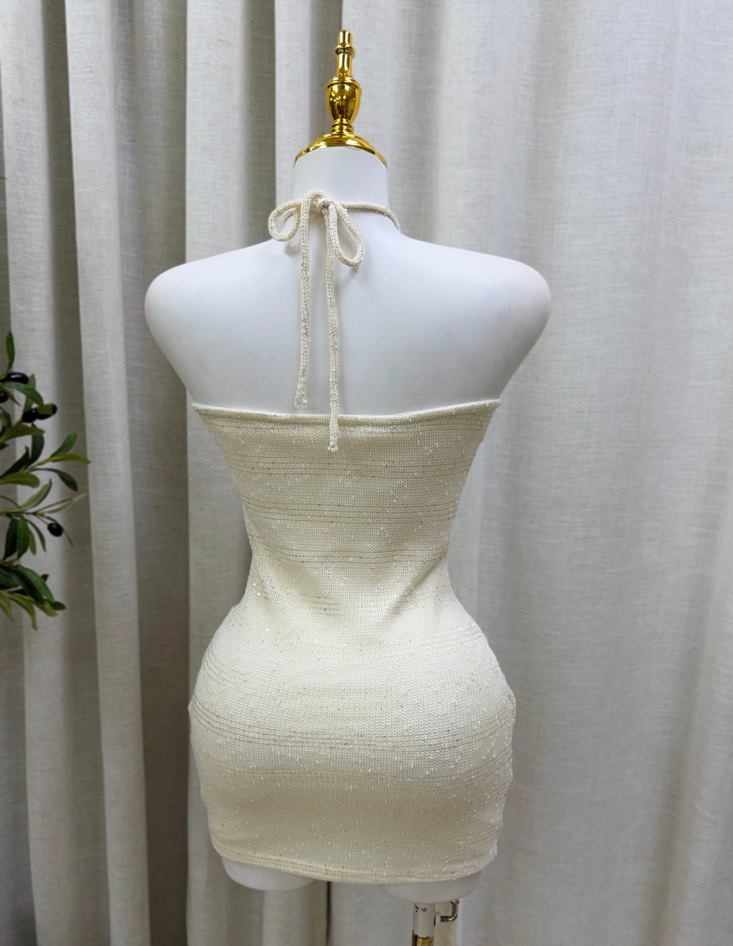 Grecia Beads Halter Dress
