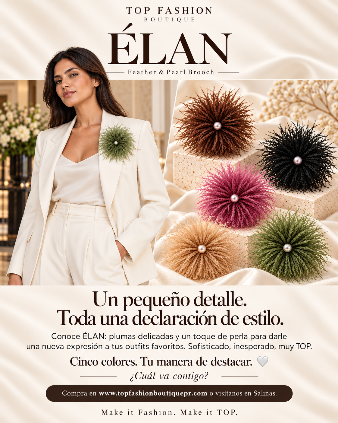 ÉLAN — Feather & Pearl Brooch