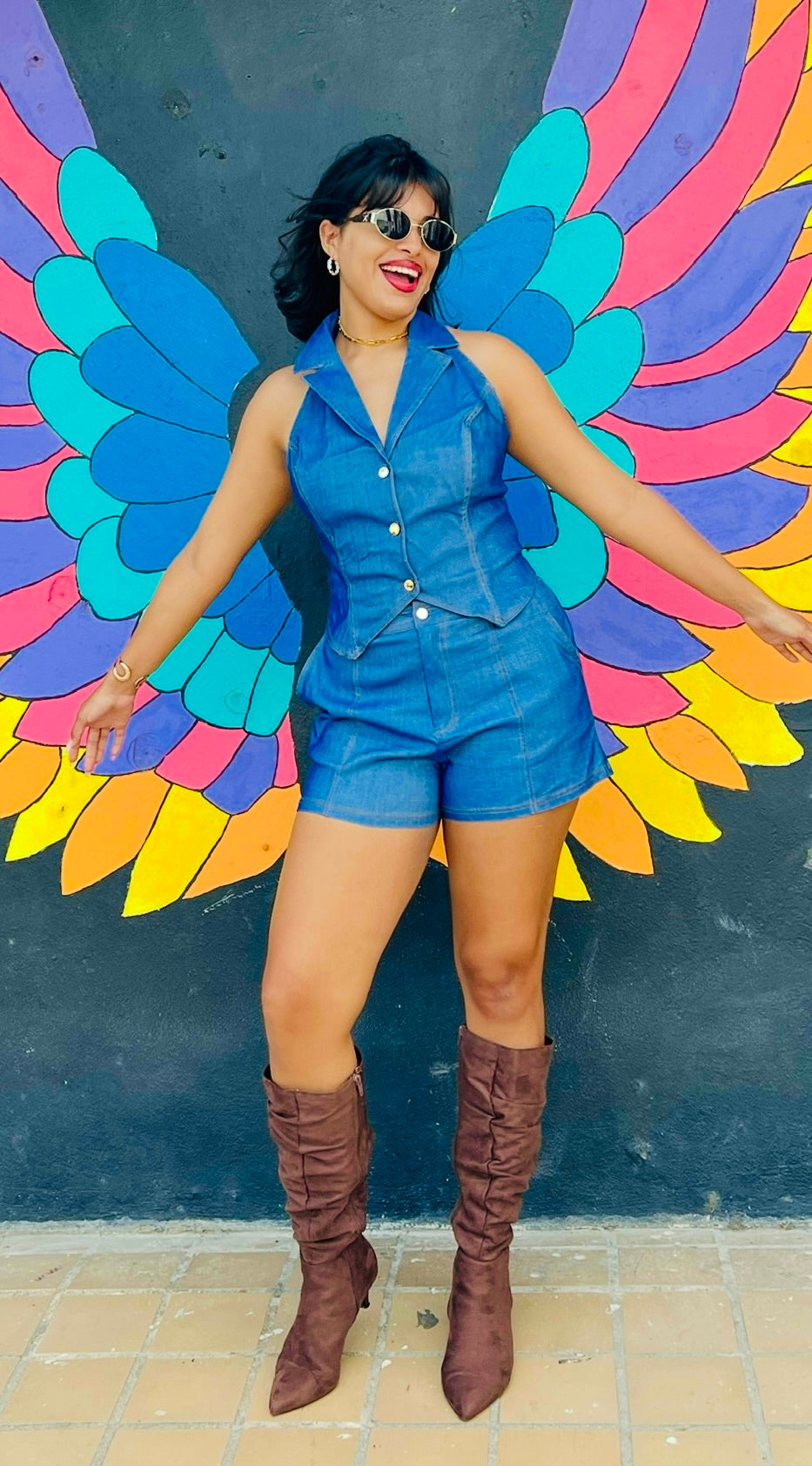 Katia Denim Short Set